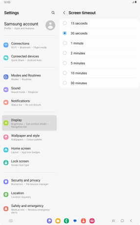 Press the required setting.