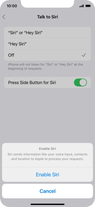Press Enable Siri.