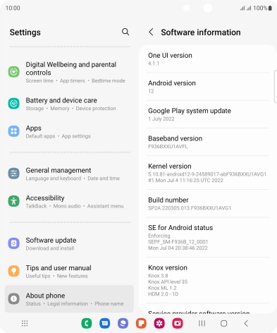 Your phone's software version is displayed below Android version. Your phone's software version is displayed below Android version.