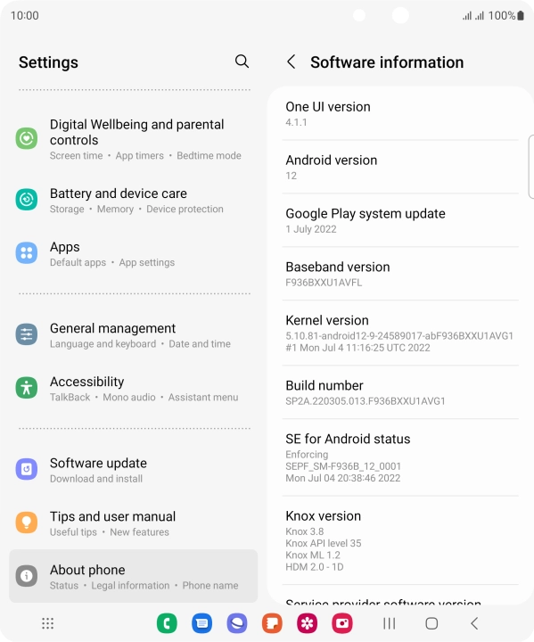 Your phone's software version is displayed below Android version. Your phone's software version is displayed below Android version.