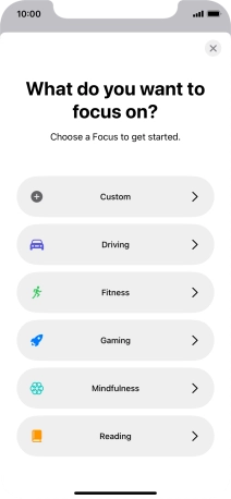 Press the required focus mode and follow the instructions on the screen to add the selected focus mode.