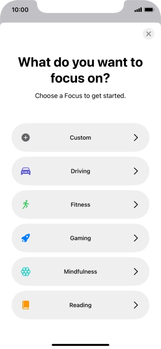 Press the required focus mode and follow the instructions on the screen to add the selected focus mode.