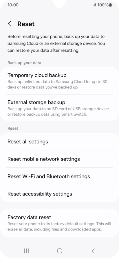 Press Reset mobile network settings. Press Reset mobile network settings.