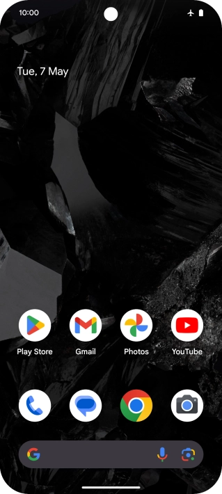 The flight mode icon shows that flight mode is turned on.