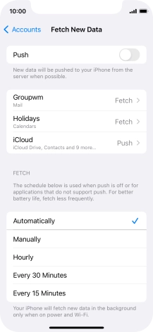 If you turn off the function, press the required setting.