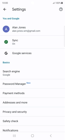 Press Privacy and security.