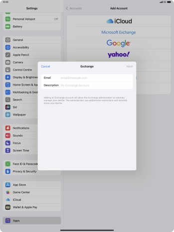 Press Email and key in your email address.