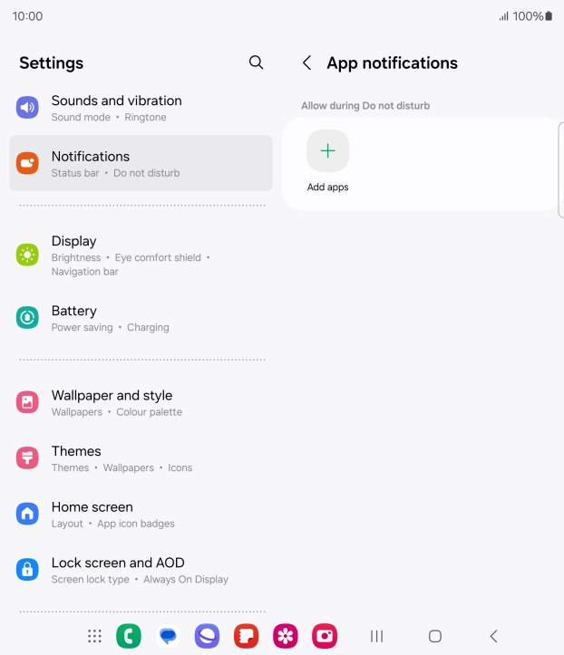 Press Add apps and follow the instructions on the screen to select which apps you would like to receive notifications from when Do Not Disturb is turned on.