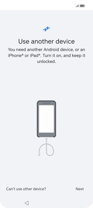 Press Can't use other device?.