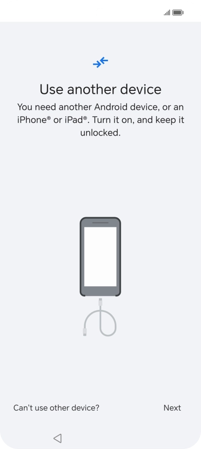 Press Can't use other device?.