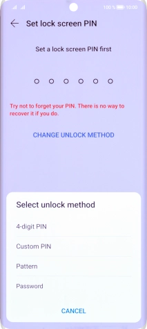 Press the required phone lock code and follow the instructions on the screen to create an additional phone lock code.