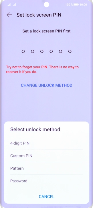 Press the required phone lock code and follow the instructions on the screen to create an additional phone lock code.