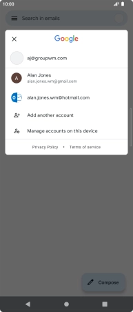 Press the required account.