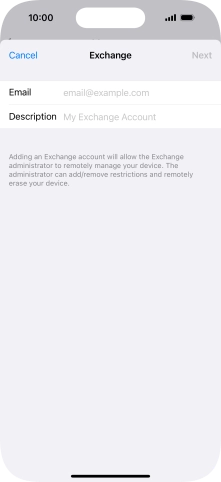 Press Email and key in your email address.
