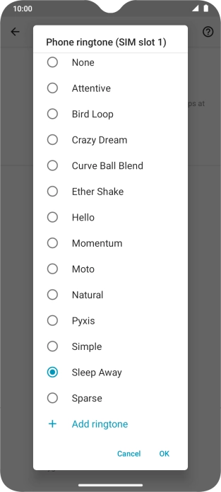 Once you've found a ring tone you like, press OK.