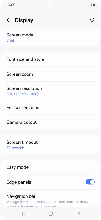 Press Screen timeout.