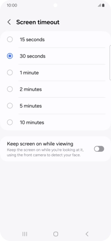 Press the required setting.