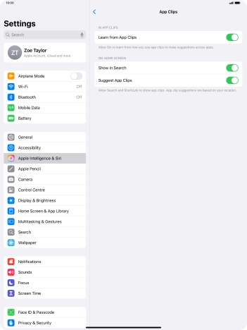 Press the indicators next to the required settings to turn them on or off.