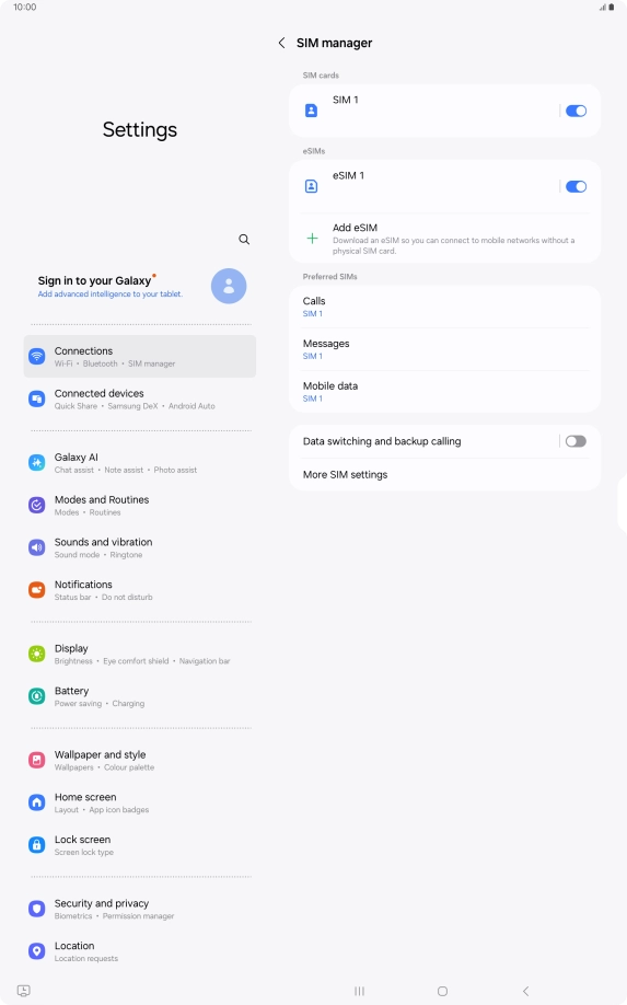 Press the required eSIM.
