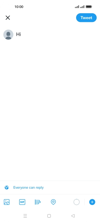 Write the required text and press Tweet.