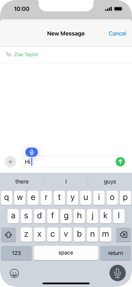 Press the microphone icon to end dictation.
