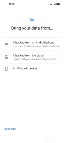 Press the required setting and follow the instructions on the screen to transfer the content from another phone.