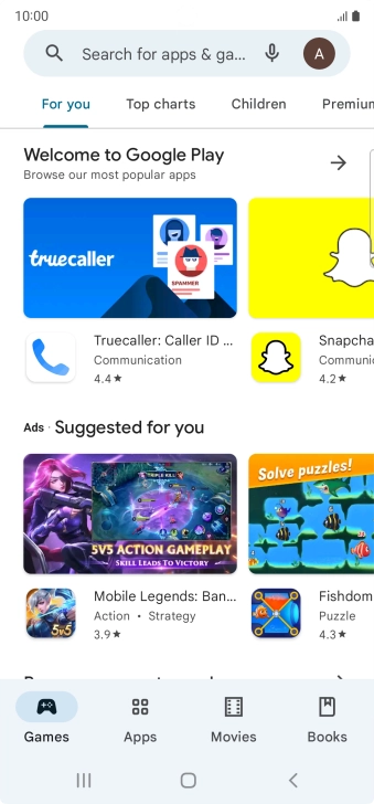 Press the search field.