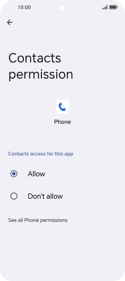 Press the required setting.