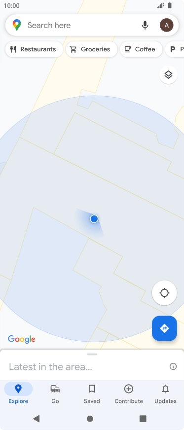 Press the search field and key in the required destination.