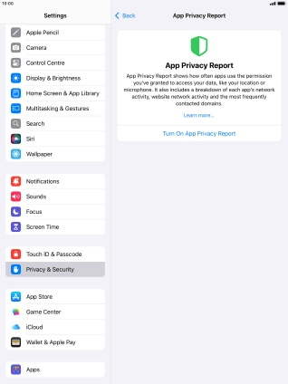 Press Turn On App Privacy Report to turn on the function.