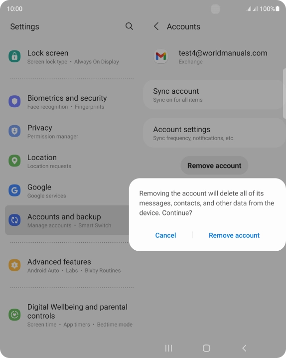 Press Remove account. Press Remove account.