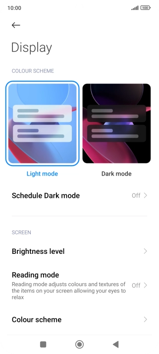 Press Brightness level.