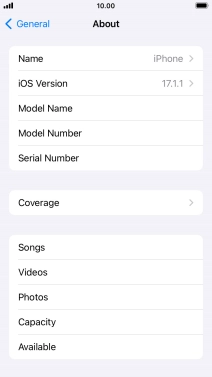 Your phone's software version is displayed next to iOS Version.