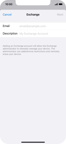 Press Email and key in your email address.