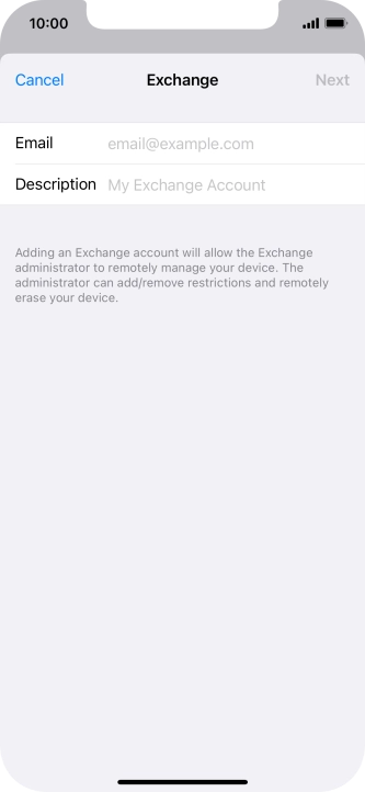 Press Email and key in your email address.