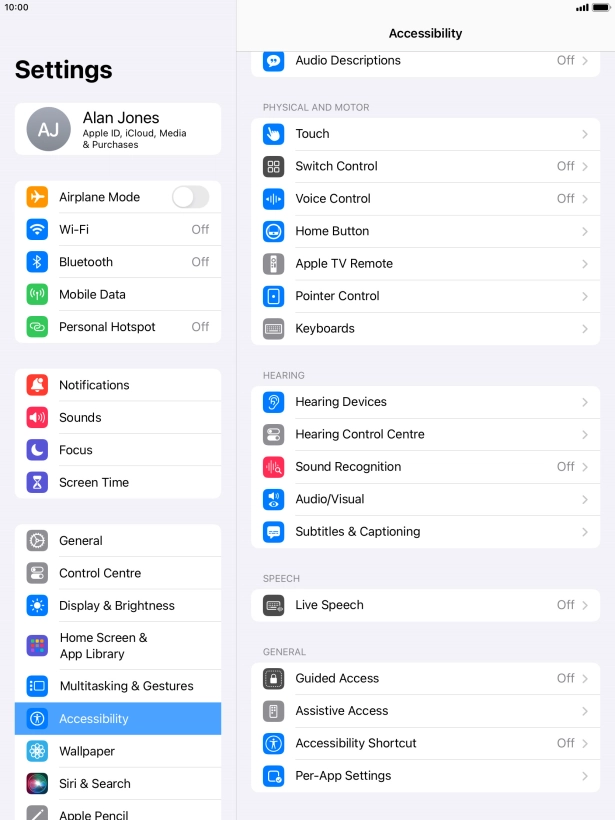 Press Live Speech and follow the instructions on the screen to select the required settings.