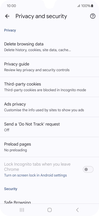 Press Delete browsing data.
