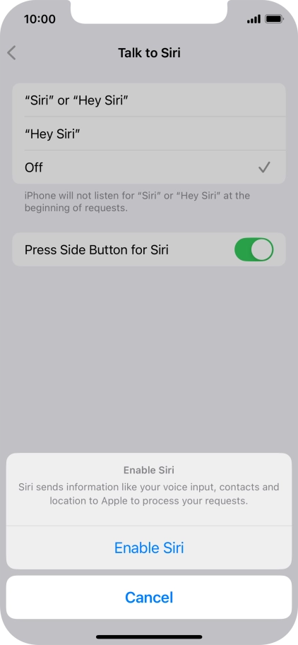 Press Enable Siri. Press Enable Siri.