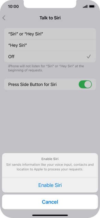 Press Enable Siri. Press Enable Siri.