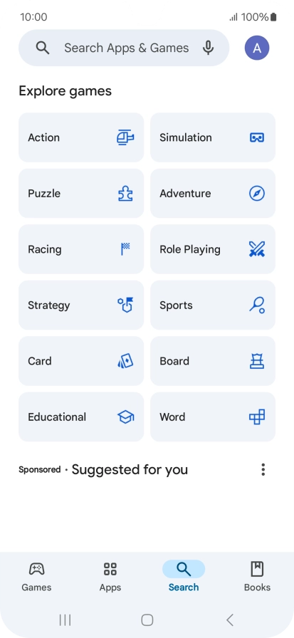 Press the search field.