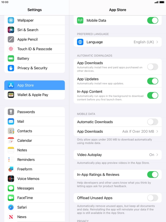 Press the indicator next to 