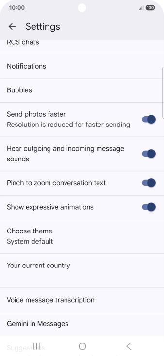 Press Gemini in Messages.