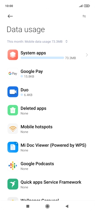 The total data usage is displayed.