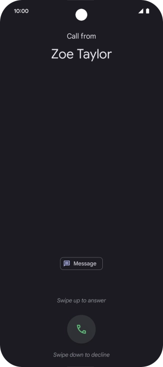 Press and drag the accept call icon upwards.
