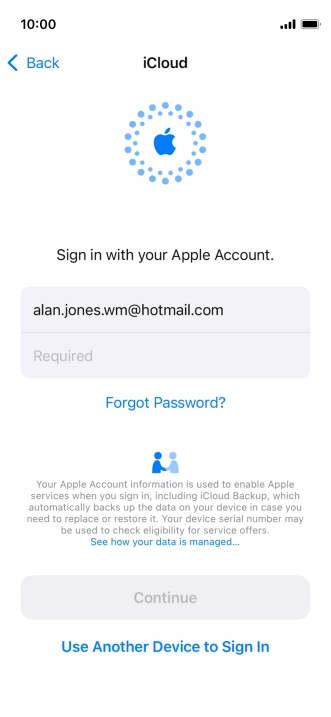 Press Required and key in the password for your Apple ID.