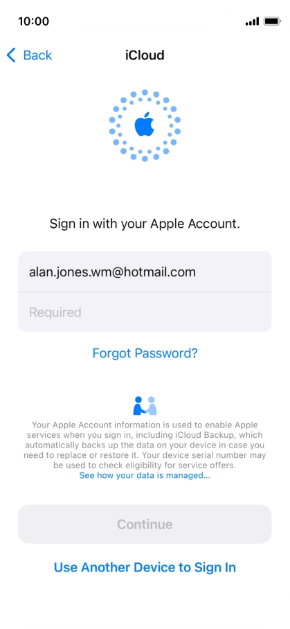 Press Required and key in the password for your Apple ID.