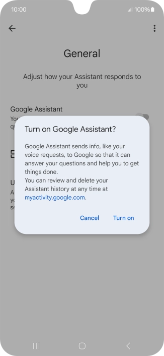 If you turn on the function, press Turn on.