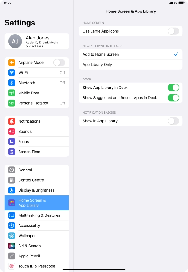 Press the indicator next to 