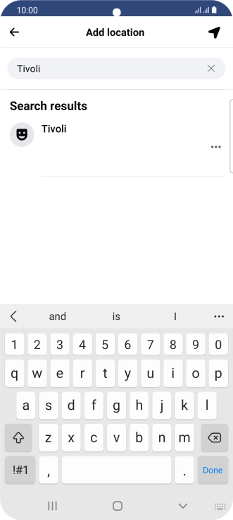 Press the required location.