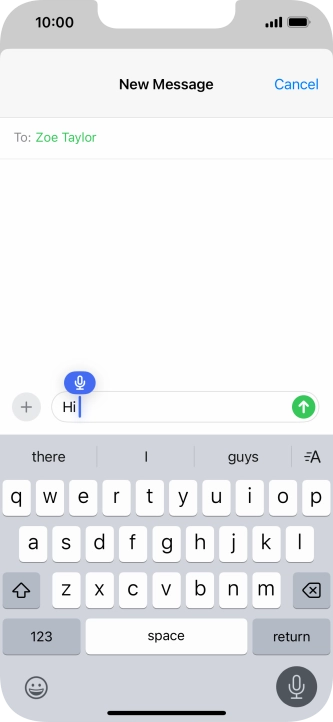 Press the microphone icon to end dictation.